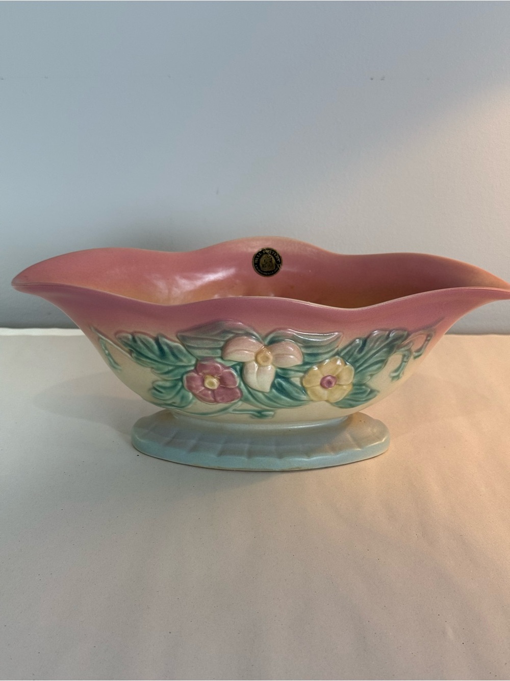 Vintage HULL ART Pottery U.S.A. W-21-12 WILDFLOWER 12" PLANTER BOWL - Pastels